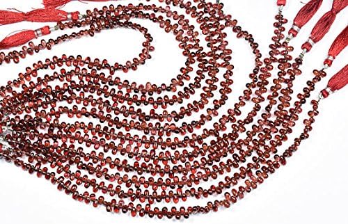 3 Strands AA 8.5 Inch 5-6mm Vivid Pyrope Red Garnet Smooth Tear Drops Beads Strand