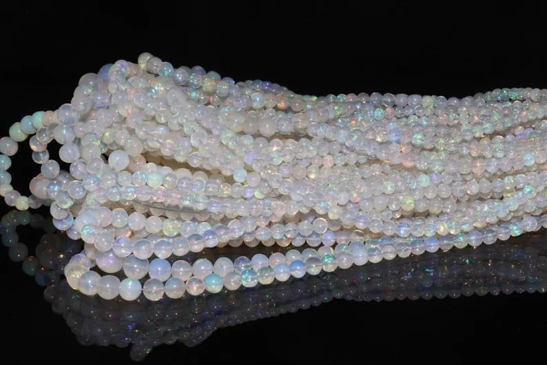 Ethiopian Opal Smooth Round Bead 3.5-6 mm Opal Plain Beads Fire Opal Beads Flashy Opal Bead Welo Opal Bead Opal Round Shape Beads for Making Jwelery