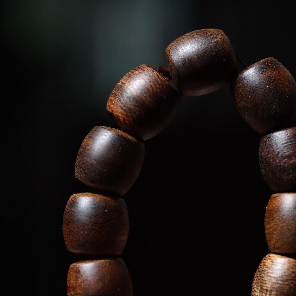 Agarwood 12mm×17pcs Fusen Red Earth Agarwood Drum Beads Nine Points Sinking Buddha Beads