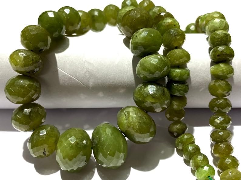 Natural Wonder Green Sapphire roundelle facated Beads 8-15 MM 18 inch Long String Jewelry Making Gemstone Beads for Necklace Bracelet