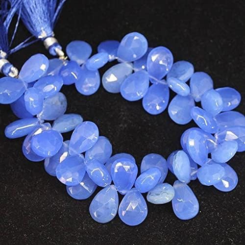 8 inch Strand of Natural Chalcedony 10mm14mm pear Faceted briolette Beads for DIY Jewelry Making. |BRIO_01846