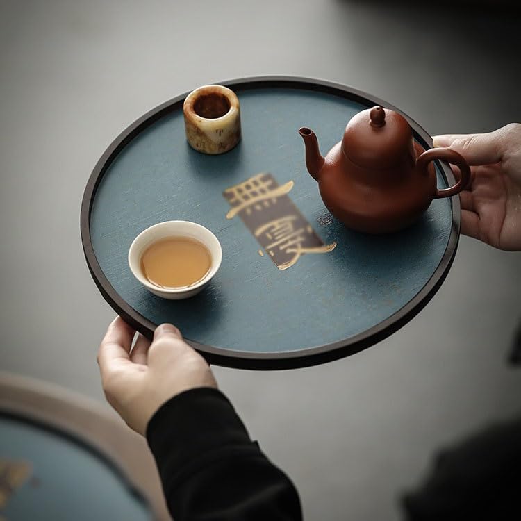 Foodtray Chinese Style Tray Round Tea Set Dry Table Household Small One Person Homestay Service Dining Serving(B,Small)