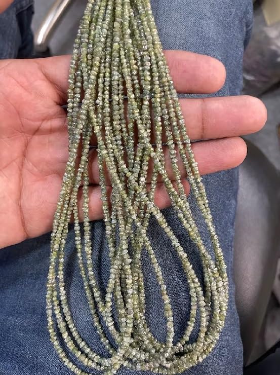 Natural Green Diamond Uncut Beads Strand Raw Diamond Beads Green Rough Uncut Diamond Beads for Jewelry Making Crafts