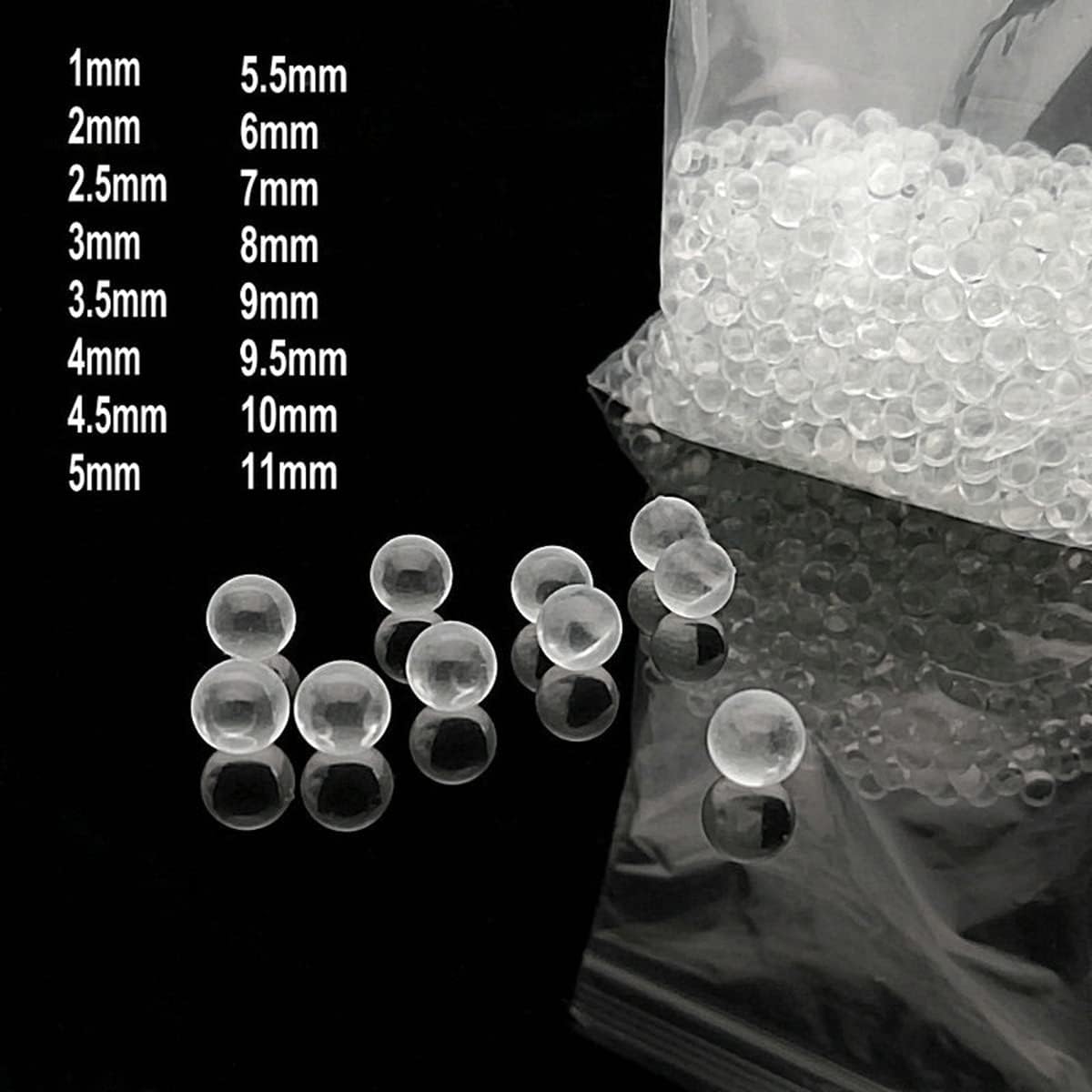ECYC 1000 Pcs Solid Round Clear Glass Beads, Laboratory Glass Beads Glass Boiling Stone Beads,11mm