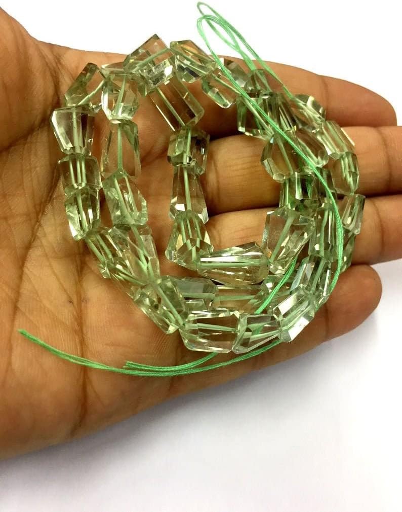 Natural Green Amethyst Nugget Faceted Beads 8mm 16 inch Long String Jewelry Making Gemstone Beads for Necklace Bracelet