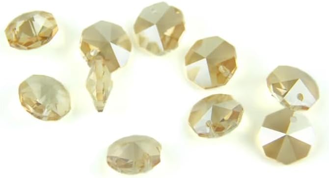 100/500/1000PCS Champagne 14mm Octagon Beads with 1 Hole/2 Holes Lamp Parts Beads Strand Component for Home Wedding & DIY