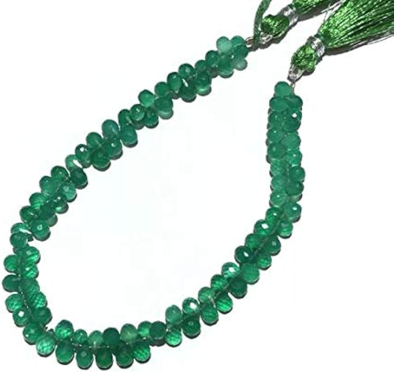 Green Onyx Faceted Teardrop Beads, Size 6 mm - 8