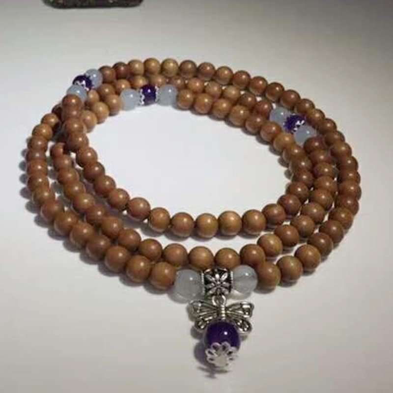 Mascot Wooden Crafts Wood Carving Art Wood Decoration Artwork 老山檀香手串紫蝶轩108颗 文玩手串念珠男女檀木佛珠手链(DIY不沉水8MM老山)