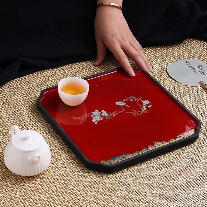 Tray Tea Tray Chinese Retro Dry Tea Tray Kung Fu Tea Tray Covered Bowl Pot Tea Tray Serving Trays(B)