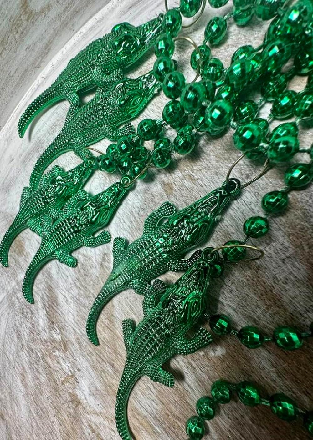 Mardi Gras, Green Alligator Medallion Beads, 33