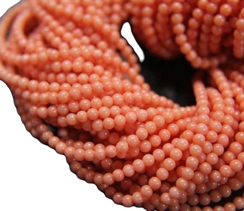 13 inch Strand of Natural gem Pink Coral, 5mm Round Smooth Beads for DIY Jewelry Making. | Beads_06254, As Per Photo