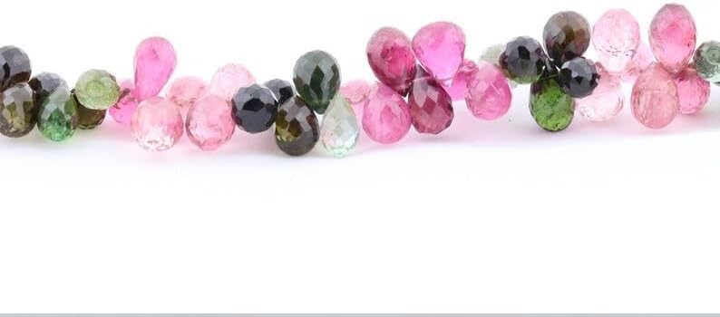 Multi Tourmaline Faceted Drops Shape Beads 6 * 8 mm Briolette Tourmaline Drops Beads Tourmaline Side Cut Drop Wholesale Beads for Making Jwelery