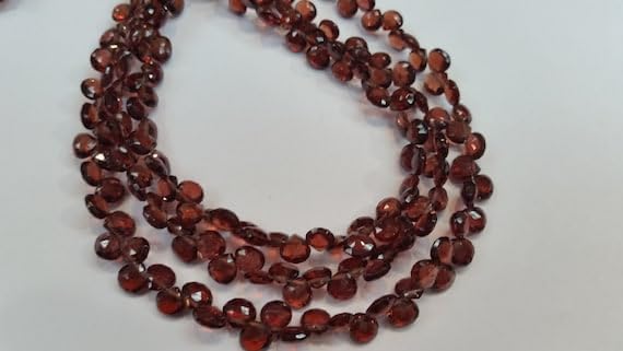 Beads Gemstone Mozambique Garnet Faceted Heart Shape Briolette 5x5mm, Strand of 9 Inch, Brown Color Code-HIGH-50878