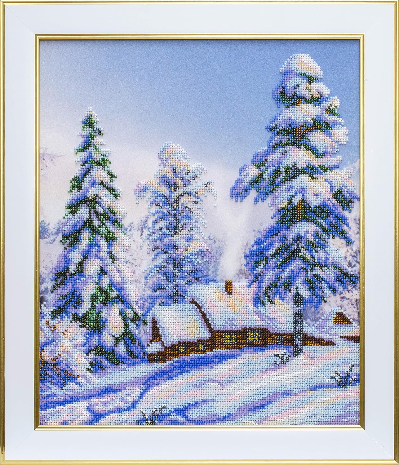 Snowy Winter; Bead Embroidery kit; Beaded Cross Stitch; Contemporary Embroidery; 100% Glass Seed Beads Preciosa; Needlepoint; Handcraft; Tapestry kit; Needle Arts; Decor