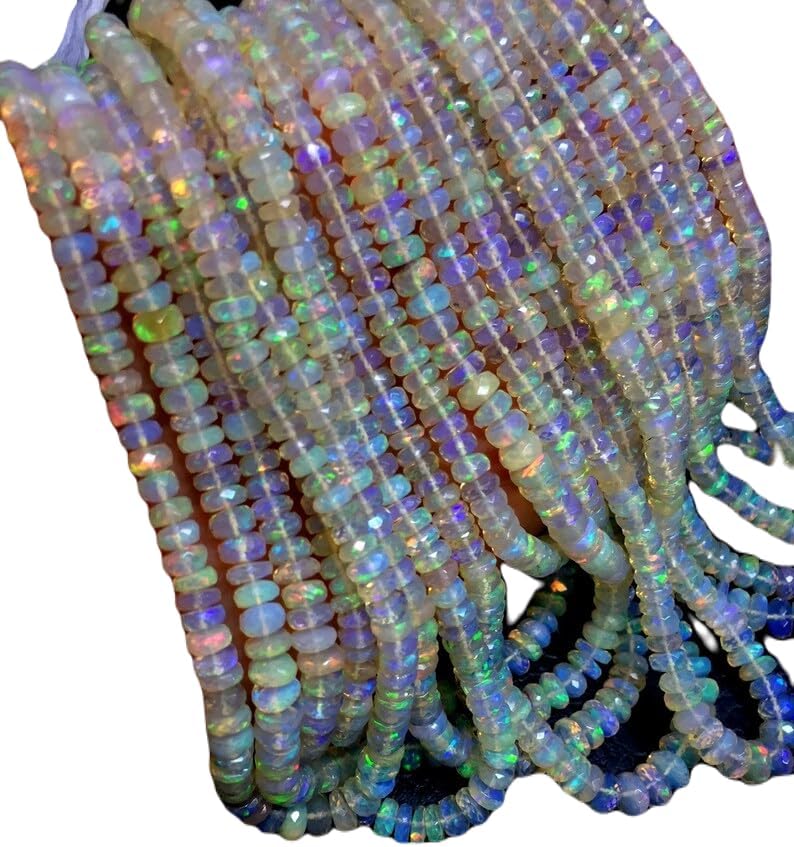 13 inch Strand of Natural gem Ethiopian Opal, 5-6mm rondelle Faceted Beads for DIY Jewelry Making. | Beads_03841