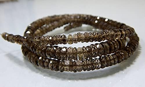 Smokey Quartz Faceted Tyre Beads Wheel Shape 4x7.8.mm 19