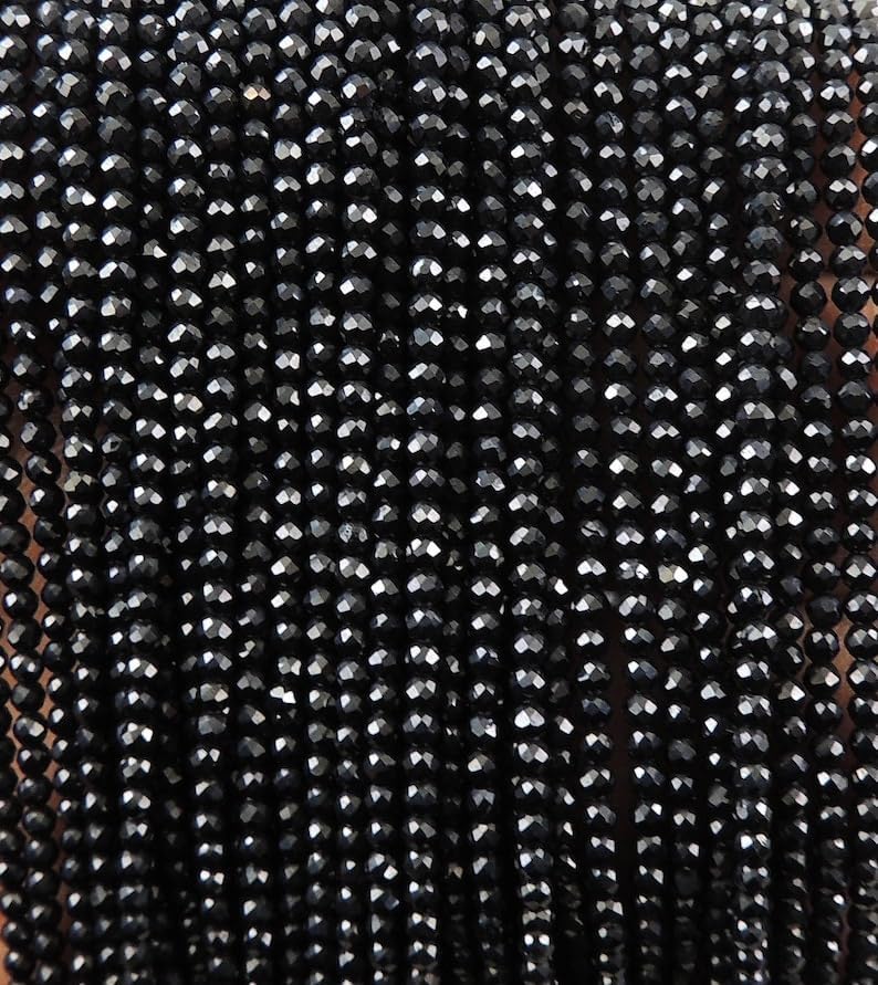 13 inch Strand of Natural gem Hematite, 2mm Rondelle Faceted Beads for DIY Jewelry Making. | Beads_04613
