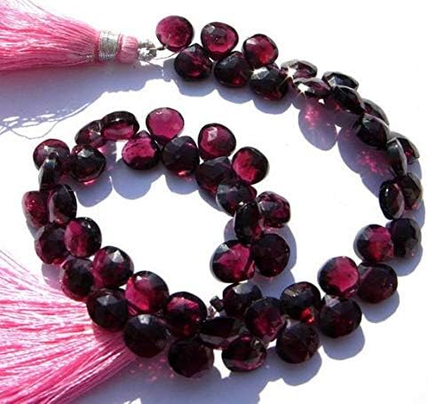 13 inch natural beads strand of 6.5-7mm faceted heart garnet gemstone briolletes beads for DIY jewelry - necklace, bracelet, earring, ring.