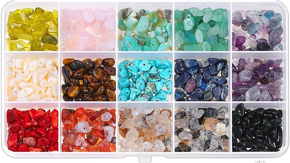 Irregular Chips Stone Beads Natural Gemstone Beads Kit with Earring Hooks Spacer Beads Pendants Charms Jump Rings for DIY Jewelry Necklace Bracelet Earring Making for All People