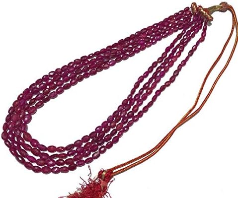 Ruby Oval Faceted Beads Necklace,Faceted Oval Beads, Glass Filled Ruby Size 6 to 11 mm - 18