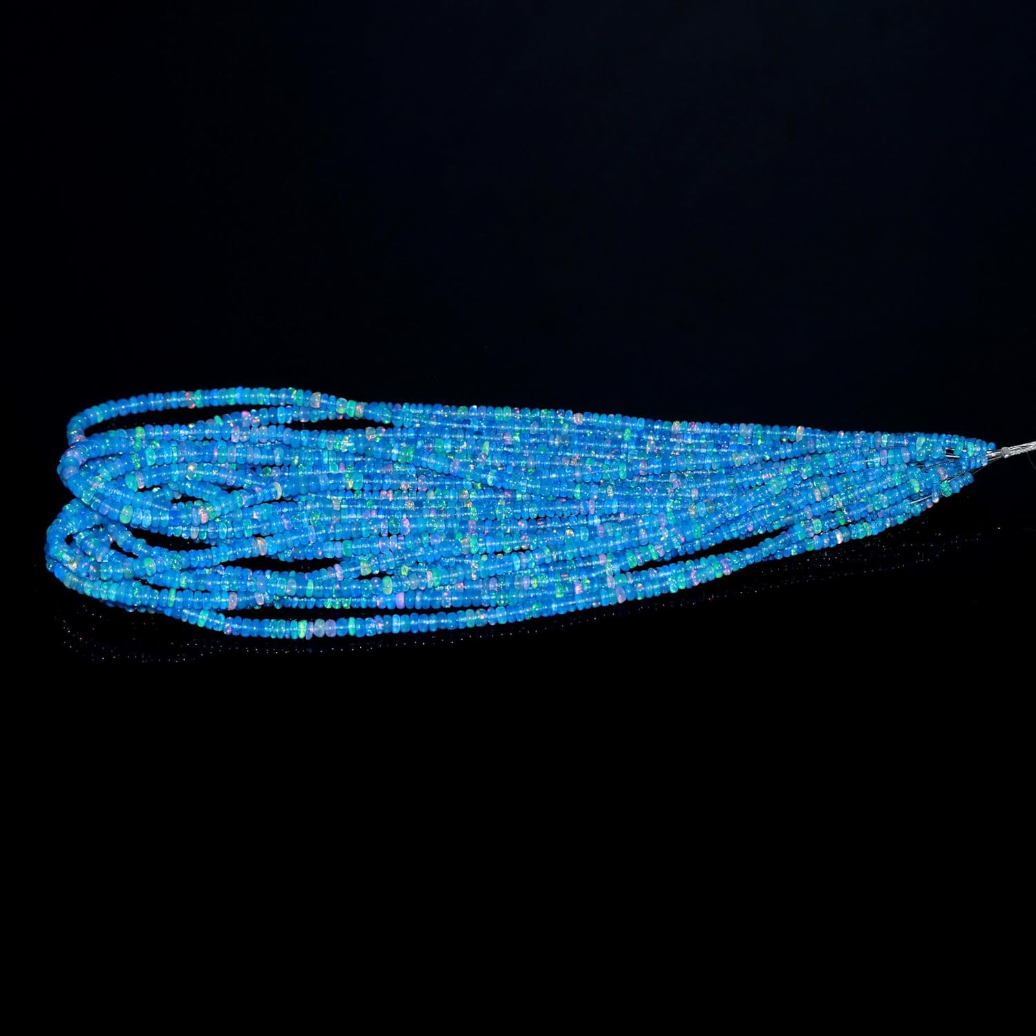 AAA+ Blue Opal Smooth Rondelle Beads 4-7mm Natural Ethiopian Opal Beads Beads for Jewelry Making