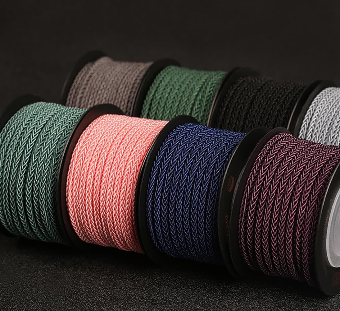 Beading String, Satin Nylon Trim Cord, Braided Cord Thread,Rattail, Macrame Thread String for Chinese Knotting, Kumihimo, Beading, Macrame, Jewelry Making, Sewing(Dark Grey)