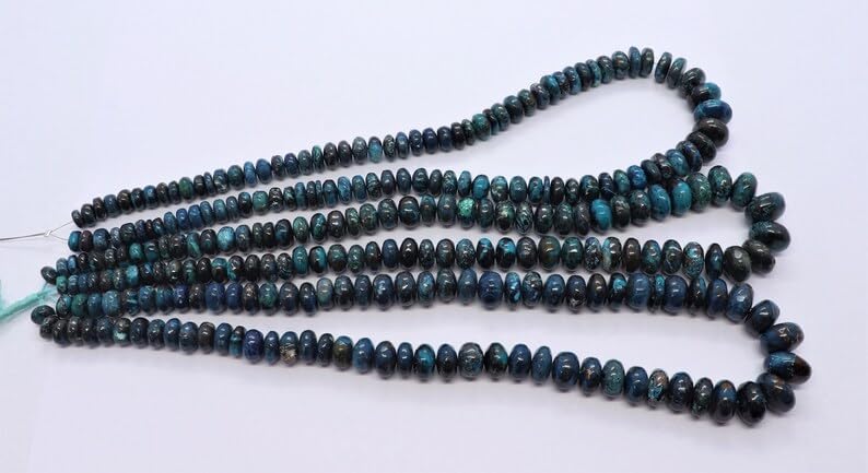 Natural AAA Quality Natural Chrysocolla rondella Faceted Beads 6-11 MM 16 inch Long String Jewelry Making Gemstone Beads for Necklace Bracelet