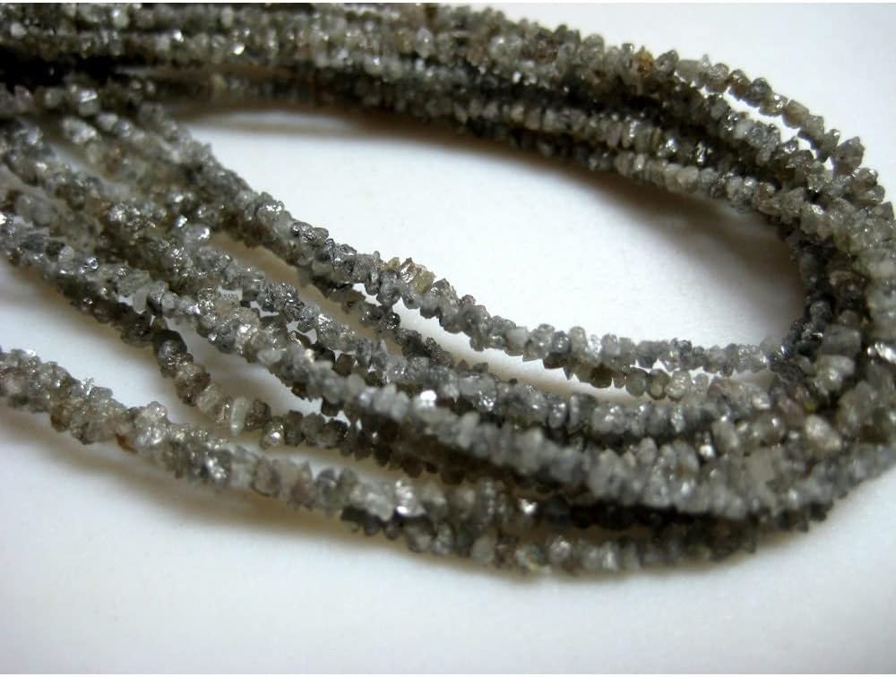 2-3mm Gray Rough Diamonds, Sparkling Gray Rough Diamond Beads, Raw Uncut Diamond Beads, Gray Rough Diamond (4IN To 16IN Options), 2-3 MM