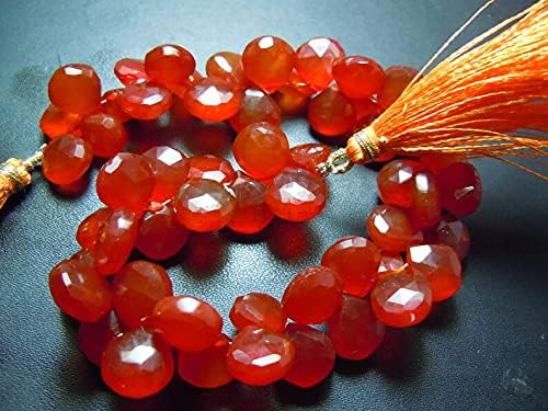 8 inch Strand of Natural Chalcedony 12x12 mm Drop Faceted briolette Beads for DIY Jewelry Making. |BRIO_01629