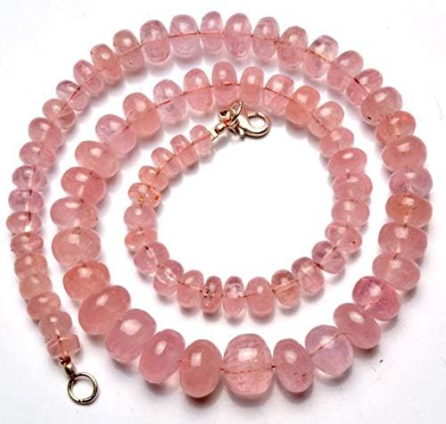LKBEADS 1 Strand Natural Morganite (Pink Beryl) 7 to 13MM Smooth Rondelle Beads 18 Inch Long