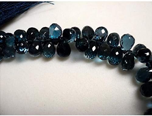1 Strand Natural Lonn Blue Topaz Beads - Blue Topaz Tear Drop Bead, Faceted Briolette Beads - 6x8mm -6x9mm 4 Inch Long Long Code-HIGH-16539