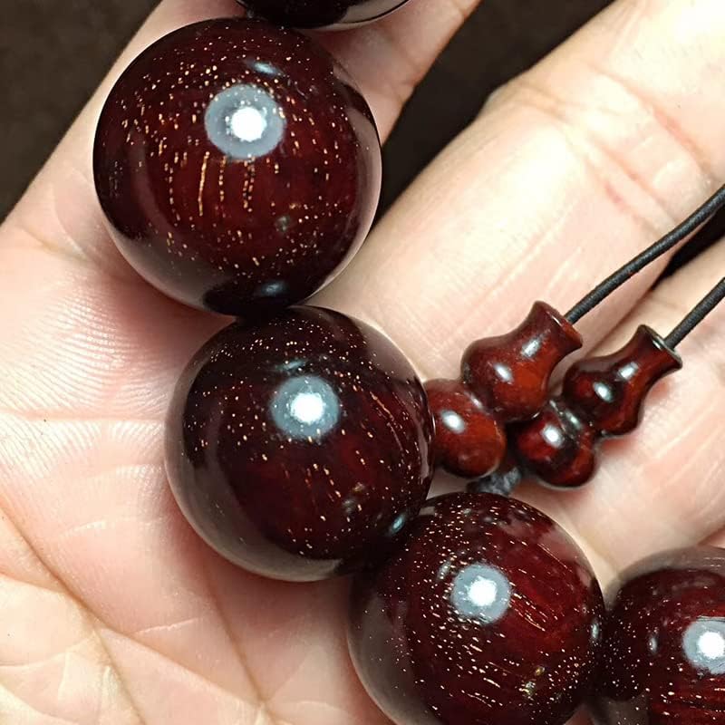 Mascot Wooden Crafts Wood Carving Art Wood Decoration Artwork 印度小叶紫檀2.0 * 12颗手串酒红色老料多星金星闪闪发亮泥料玻璃底(小叶紫檀手串)