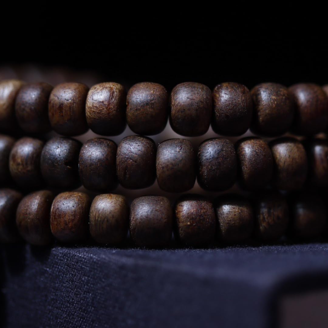 Hainan Yingge Green Nanmu Agarwood 6x8mm*108 Beads Full-Oil Aquilaria sinensis Rosary Sinking Grade