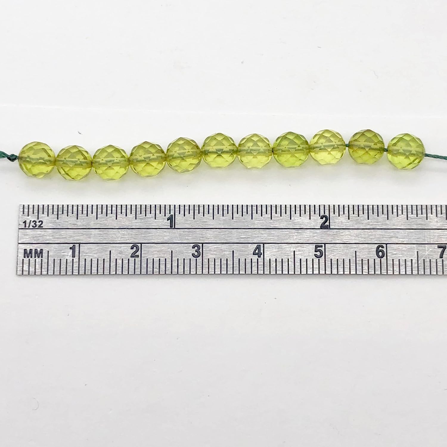 Amber Faceted Round Bead Strand | 6mm | Green | 68 Bead(s) for Jewelry Making