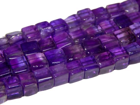 13 inch Strand of Natural gem Amethyst, 10mm Cube Smooth Beads for DIY Jewelry Making. | Beads_03875, Purple