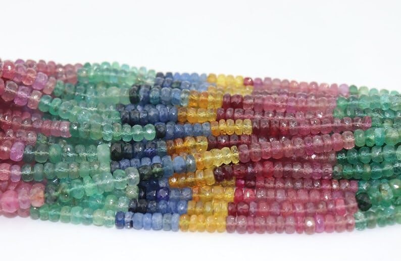 AAA+ Multi Precious Faceted Rondelle 4.5-5.5 Beads Strand for Jewelry Making Natural Multi Precious Gemstone Beads