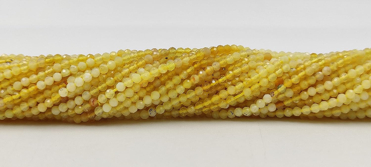 Hanumat Gems Lot of 5 Strands Natural Yellow Opal Micro Cut Faceted Rondelle Beads,Yellow Opal Faceted Beads,Yellow Opal Rondelle Bead,Yellow Opal Micro Cut Bead,2-2.5MM Beads,13 Inches Strand.