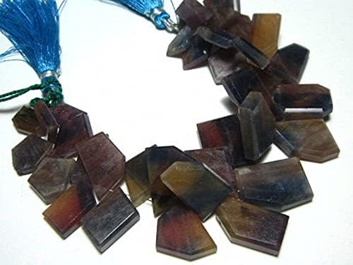 BEADS GEMSTONE 478 carat-Rare Natural Bi Sapphire LARGE Faceted Fancy Slices-7 Inch Long Strand -Stones measure- 10-23mm Code-HIGH-10619