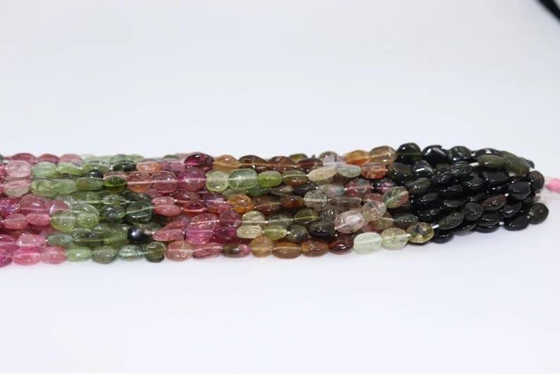 Multi Tourmaline Smooth Oval Shape Beads 5 * 7 mm Tourmaline Plain Beads Tourmaline Plain Oval Beads Wholesale Beads for Making Jwelery