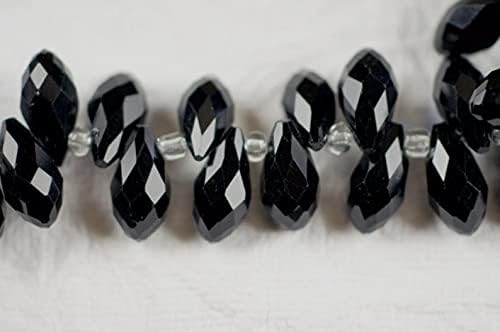 8 inch Strand of Natural Black Crystal 12X6mm Marquise Faceted briolette Beads for DIY Jewelry Making. |BRIO_00852