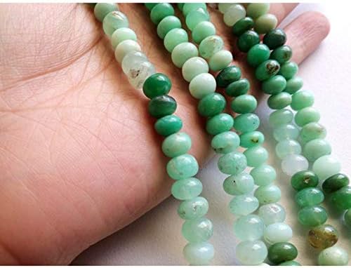 10 Strands Chrysoprase Rondelle, Chrysoprase Beads, Green Shaded Chrysoprase, Fines Quality AAA Chrysoprase Beads, 7mm 10 inch Code-HIGH-18475