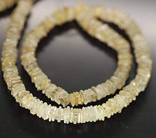 1 Strand Golden Rutile Quartz heishi Cube Square Smooth 16'' Long Strand Gemstone Beads, Jewelry Supplies for Jewelry Making, for Meditation Jewellery for Reiki Healing Mystic Gemstone 5mm
