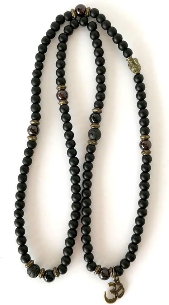 Frosted Onyx Stone Mala Beads, 108 Mala Necklace, Knotted Mala, WWG Necklace, Yoga Jewelry Meditation Beads Spiritual Jewelry Boho Jewelry, 34inch, Gemstone