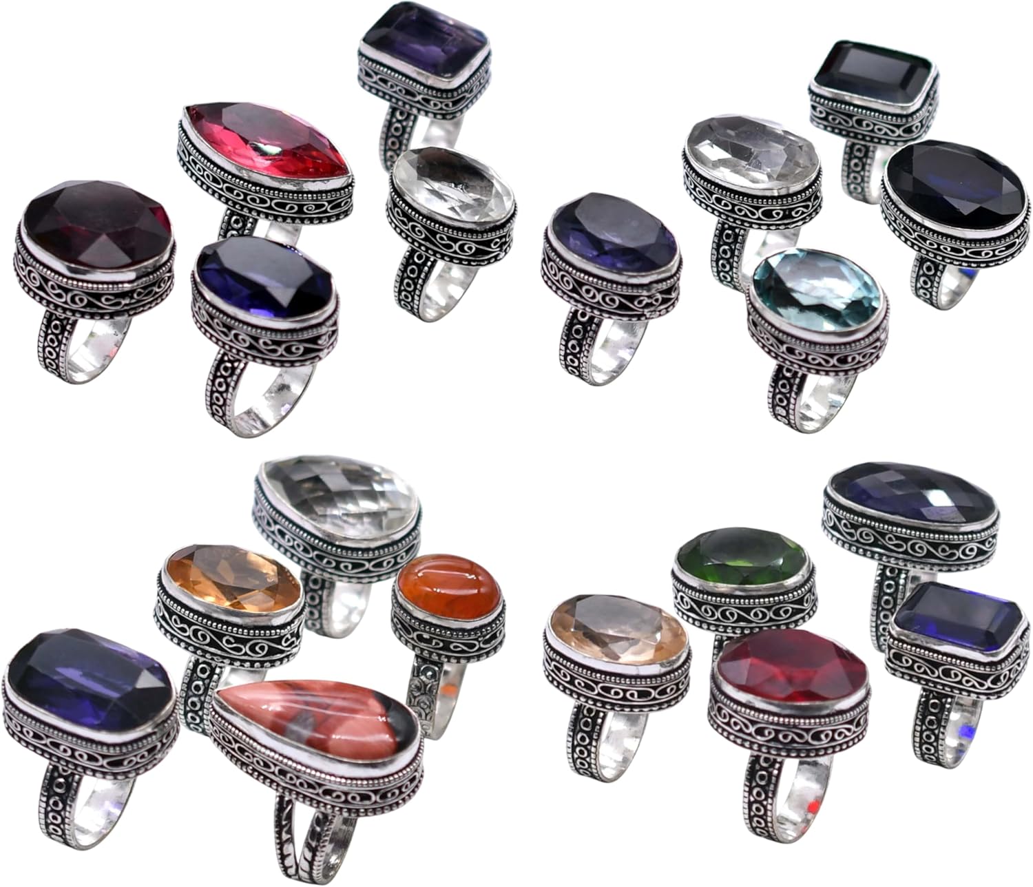 50 PCS Mix Gemstone Ethnic Handmade Ring Mix Lot US Size-5-9 R 9133 R 9133