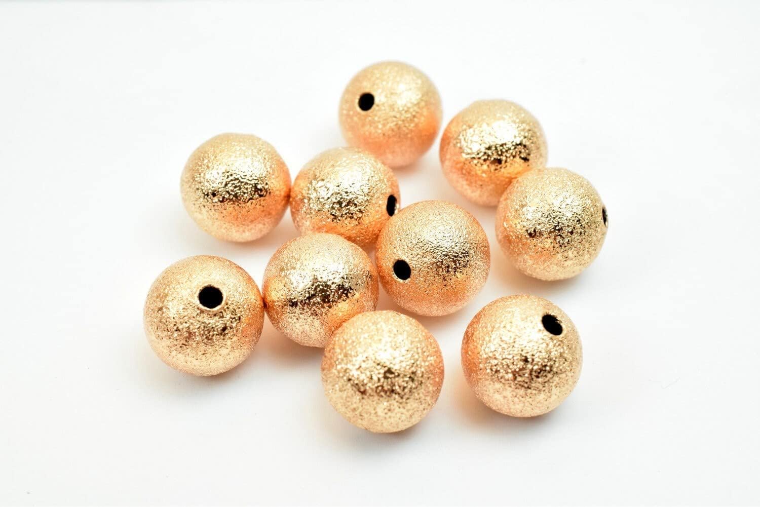 Beaded Jewelry 10mm Rose Gold Filled EP Stardust Round Ball Bead, Rose Gold Filled Spacer Findings GF3362R