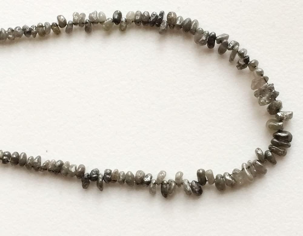 2.5mm - 6.5.mm Gray Rough Diamond Tumbles, Gray Raw Diamond Beads, Gray Diamond Drilled, Loose Diamonds, Diamond For Jewelry (3.5IN To7IN), 2.5 MM - 6.5 MM