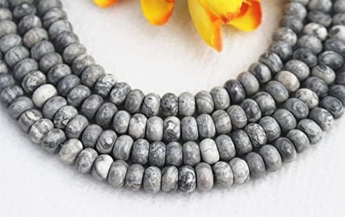 13 inch Strand of Natural gem Gray Picasso Jasper, 8mm Round Smooth Beads for DIY Jewelry Making. | Beads_03975