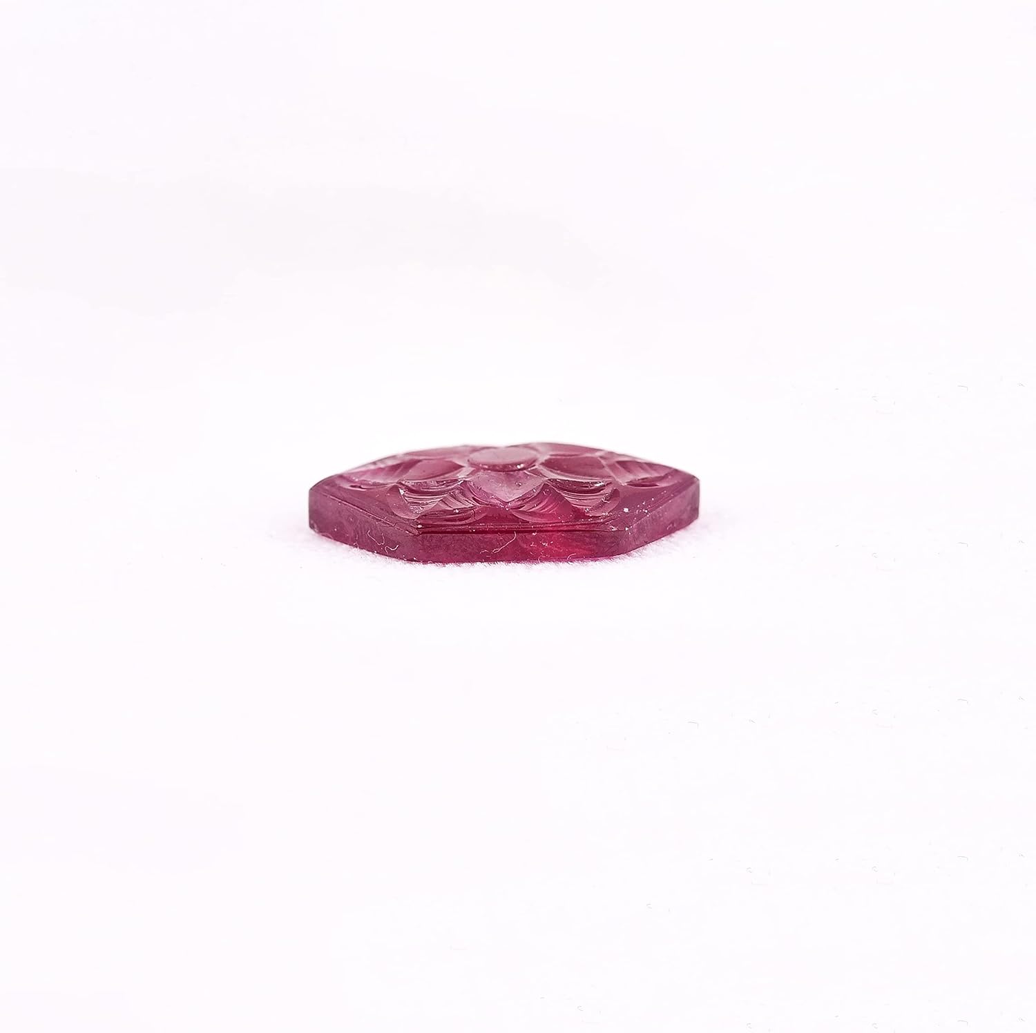 34.80 Ct Ruby Hand Carved Fancy Shape Loose Gemstone Flower Carved Cabochon For Making Pendant, Necklace Jewelry Designs