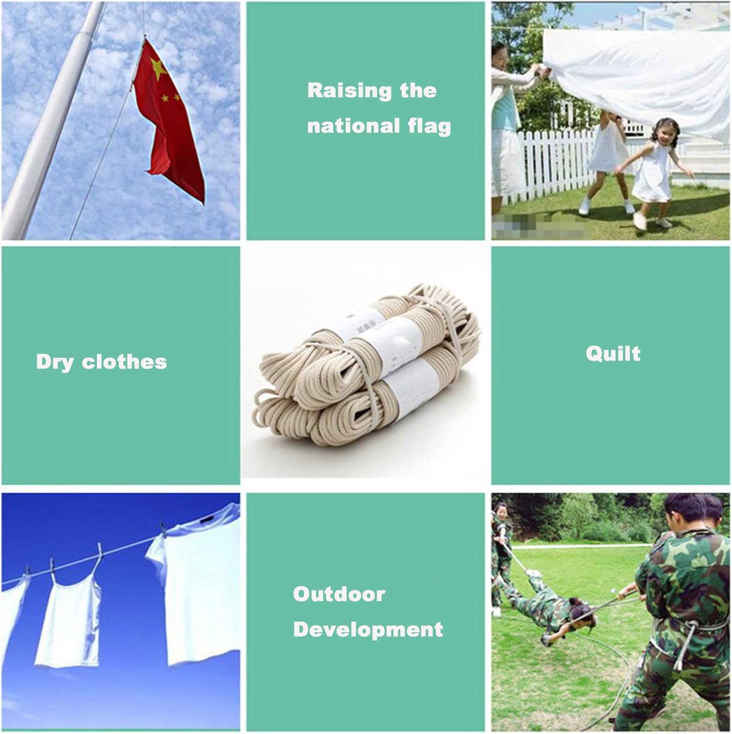 Cotton String Ball, Elastic cord, thread beading string,Macrame Cotton Rope 100M,Macrame Cord Soft Strong,Twisted Core-spun Rope,Multifunction Hand-woven Clothesline Binding Rope Flagpole Rope,White-5