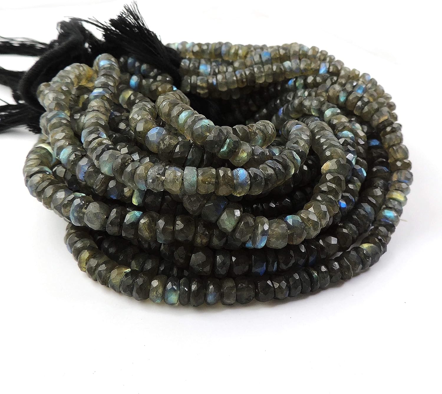10 Strand Labradorite Faceted Rondelles - Labradorite Beads,Blue Flash Beads - 6mm 12 Inches